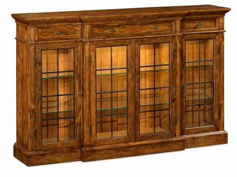491027-CFW Jonathan Charles Four Door China Display Cabinet in Country Walnut