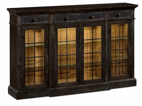 491027-PDA Jonathan Charles Four Door China Display Cabinet in Dark Ale