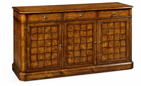491036-CFW Jonathan Charles Fine Furniture JC Edited - Casually Country 64" Country Walnut Three Door Sideboard
