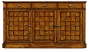491036-CFW Jonathan Charles Fine Furniture JC Edited - Casually Country 64" Country Walnut Three Door Sideboard