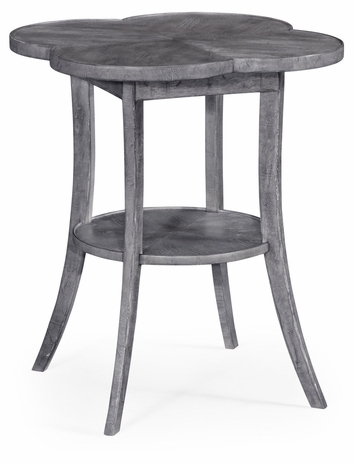 491043-ADG JC Edited Casual Country Quatrefoil Lamp Table In Antique Dark Grey