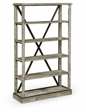 491055-RGA JC Edited Casual Country Etagere Or Bookcase In Rustic Grey