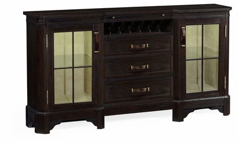 491062-PDA Jonathan Charles Fine Furniture JC Edited - Casually Country Plank Dark Ale Low Cabinet & Wine Rack With Strap Handles
