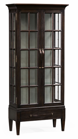 491063-PDA Jonathan Charles Tall Dark Ale Plank Glazed Display Cabinet