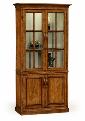 491065-CFW Jonathan Charles Fine Furniture JC Edited - Casually Country Plank Country Walnut Tall Bookcase With Strap Handles