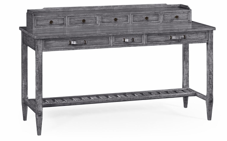 491073-ADG JC Edited Casual Country Plank Antique Dark Grey Sideboard With Strap Handles