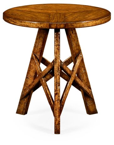 491075-CFW Jonathan Charles Country Walnut Lamp Table with Circular Top