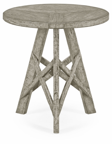 491075-RGA JC Edited Casual Country Lamp Table With Circular Top In Rustic Grey