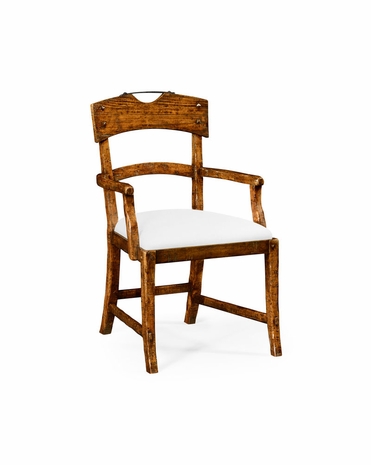 491076-AC-CFW-COMUS Jonathan Charles Casual Country Walnut Armchair With Upholstered Seat