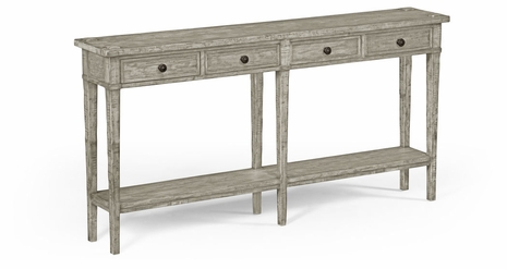 491083-RGA JC Edited Casual Country Four Drawer Console In Rustic Grey