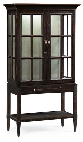 491094-PDA Jonathan Charles Fine Furniture JC Edited - Casually Country Dark Ale Glazed Display Cabinet With Strap Handles