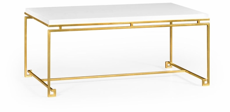 491104-G-WGL Jonathan Charles Gilded Iron Rectangular Coffee Table with Biancaneve Top