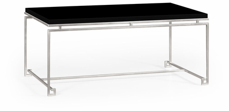 491104-S-BLG JC Edited Simply Elegant Silver Iron Rectangular Coffee Table With Smoky Black Top