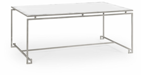 491104-S-GAM JC Edited Simply Elegant Silver-Leaf Gilded Iron Rectangular Coffee Table