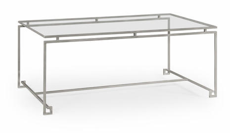 491104-S-GCL JC Edited Simply Elegant Silver-Leaf Gilded Iron Rectangular Coffee Table