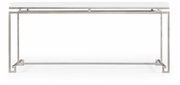 491104-S-WGL JC Edited Simply Elegant Silver Iron Rectangular Coffee Table With Biancaneve Top