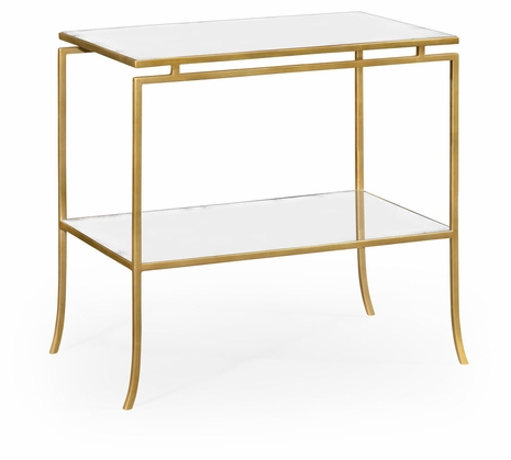 491106-G-GAM Jonathan Charles Fine Furniture JC Edited - Simply Elegant Gilded Iron Rectangular Side Table With An Antique Glass Top