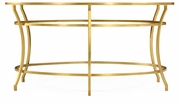 491111-G-GAM Jonathan Charles Fine Furniture JC Edited - Simply Elegant Gilded Iron Round Coffee Table With An Antique Glass Top