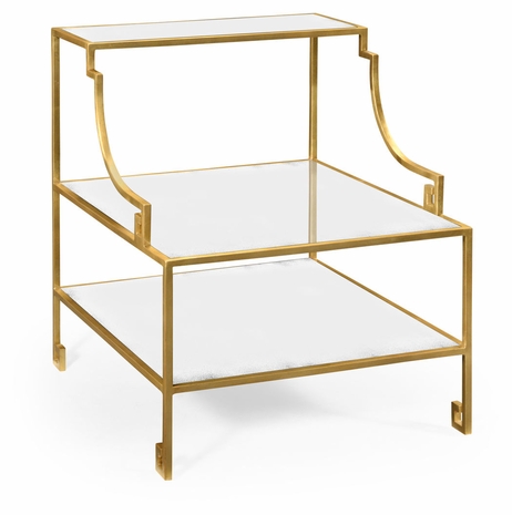 491114-G-GAM JC Edited Simply Elegant Three-Tier Gilded Iron End Table