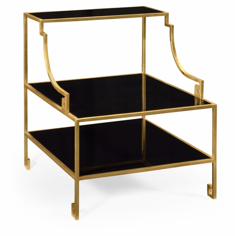 491114-G-GBL JC Edited Simply Elegant Three-Tier Gilded Iron End Table