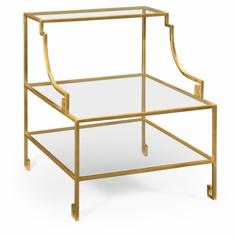 491114-G-GCL JC Edited Simply Elegant Three-Tier Gilded Iron End Table