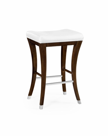 491117-AMW-COMUS Jonathan Charles Comfortably Casual Counter Stool In American Walnut And Black Leather