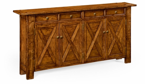 491124-CFW Jonathan Charles Country Walnut Narrow Sideboard