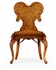 492802-SC-WAL-L002 Jonathan Charles La Rochelle Seaweed Marquetry Side Chair With Antique Brown Leather Seat