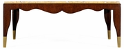 491158-MAG JC Edited Comfortably Casual Mahogany Coffee Table With Bidasar Gold Marble Top