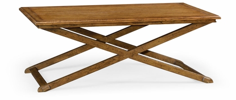 491180-LBC Jonathan Charles Rectangular Light Brown Chestnut Coffee Table With Large Tray Top