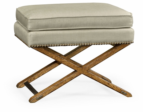 491190-LBC-F001 Jonathan Charles Fine Furniture JC Edited - Sussex Rectangular Light Brown Chestnut Stool, Upholstered In Mazo