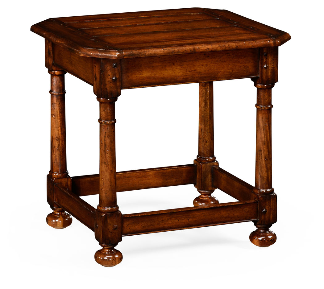 492013 Jonathan Charles Country Farmhouse Octagonal Dark Walnut Side Table