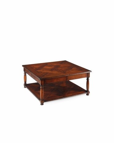 492022 Jonathan Charles Country Farmhouse Square Parquet Topped Coffee Table