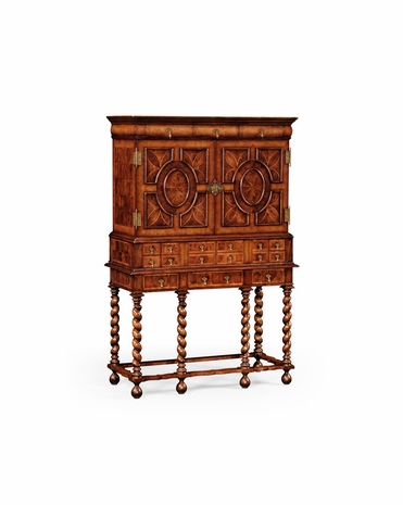 492033 Jonathan Charles Windsor Willian & Mary Oyster Writing Cabinet On Stand