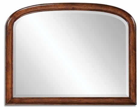 492039 Jonathan Charles Country Farmhouse Overmantle Walnut Mirror With Curved Top