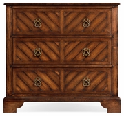 492041 Jonathan Charles Special Order Walnut Parquet Chest of Three Drawers