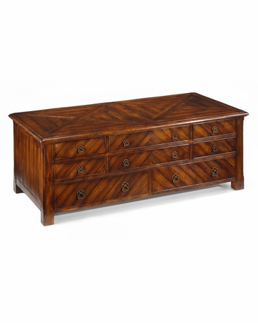 492047 Jonathan Charles Special Order Rectangular Parquet Coffee Table With 8 Drawers