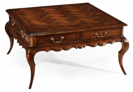 492048 Jonathan Charles Special Order Square French Provincial Walnut Coffee Table