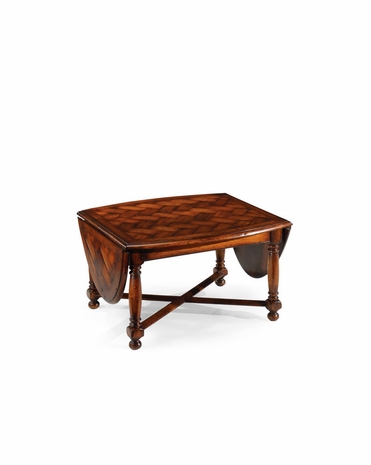 492053 Jonathan Charles Country Farmhouse Oval Parquet Cocktail Table