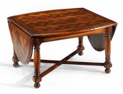 492053 Jonathan Charles Country Farmhouse Oval Parquet Cocktail Table