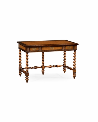 492079 Jonathan Charles Country Farmhouse Leather & Walnut Turned Desk