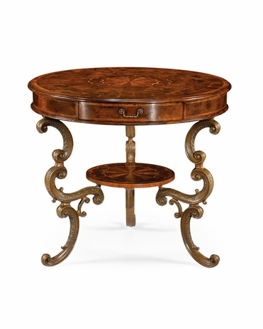 492096 Jonathan Charles Windsor Oyster Round Table On Brass Base