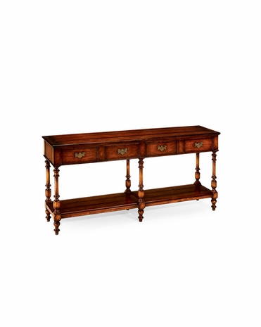 492105 Jonathan Charles Country Farmhouse Planked Walnut Double Sideboard
