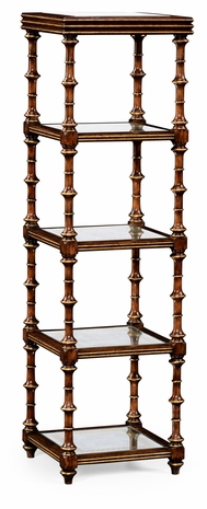 492112 Jonathan Charles Luxe Walnut & églomisé Five-Tier étagère