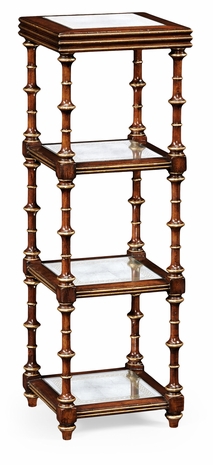 492113 Jonathan Charles Luxe Walnut & églomisé Four-Tier étagère