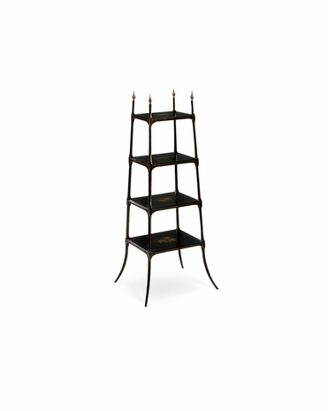 492121 Jonathan Charles Kensington Regency Style Black Four-Tier étagère
