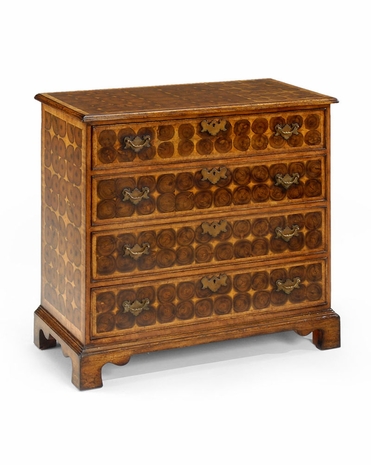 492132 Jonathan Charles Country Farmhouse Oyster Veneer Small Chest Drawers