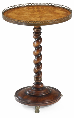 492144 Jonathan Charles Special Order Parquet Lamp Table With Brass Gallery