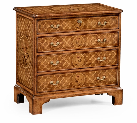 492215-WAL Jonathan Charles Buckingham Floral Marquetry & Parquetry Small Chest Of Drawers