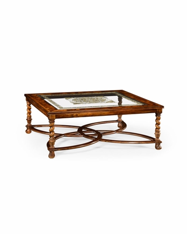 492225 Jonathan Charles Windsor Square Oyster & églomisé Coffee Table (52")